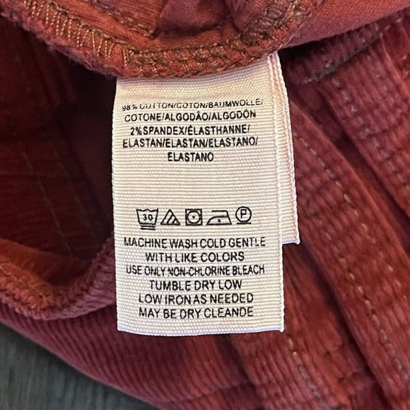 Free People We The Free Rust Red Button Front Corduroy Mini Skirt Size 24 - Picture 6 of 7